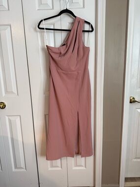Lulu's Dusty Rose One-Shoulder Midi Dress